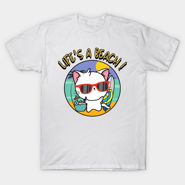 Life's a beach Angora Cat T-Shirt by Pet Station